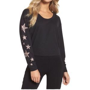 Free People | Movement Melrose Star Top Black Tee Long Sleeve Graphic | Sz M
